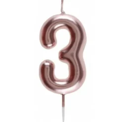 Bougie sur pique Rose Gold - 9 cm - Chiffre au Choix