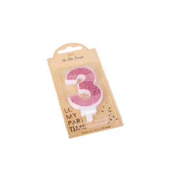 Bougie sur pique Rose Gold - 9 cm - Chiffre au Choix