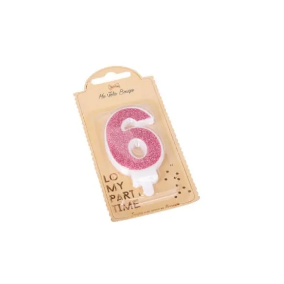 Bougie sur pique Rose Gold - 9 cm - Chiffre au Choix