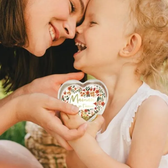 Boule à paillettes en forme de cœur - Maman - Collection Maman Chérie