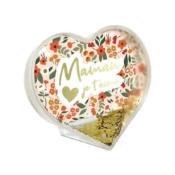 Boule à paillettes en forme de cœur - Maman - Collection Maman Chérie