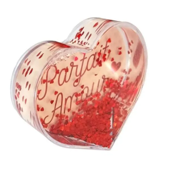 Boule à paillettes en forme de cœur - Saint-Valentin - Collection Chéri Chérie