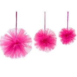 3 Boules Tulle à suspendre - Fuchsia