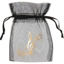 6 Bourses Organdi Musique - Or & Noir