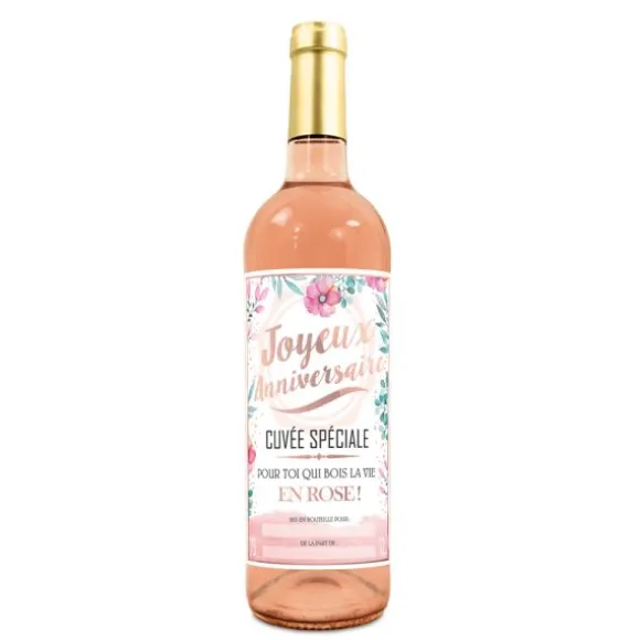 Bouteille de vin rosé pour anniversaire - Joyeux Anniversaire