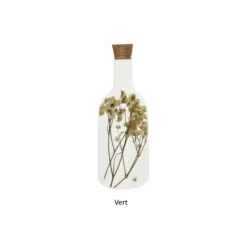 Bouteille en verre avec fleurs séchées - 17 cm - Couleur au choix