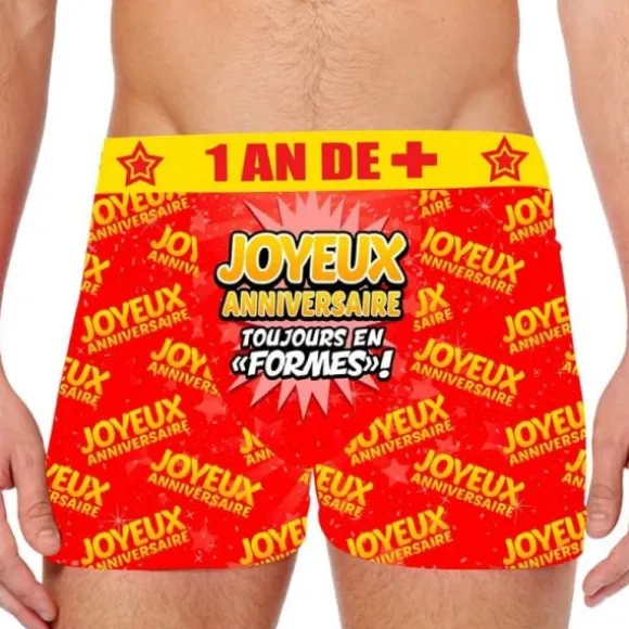 Boxer Festif - "Joyeux Anniversaire, toujours en "formes" ! - Taille au Choix