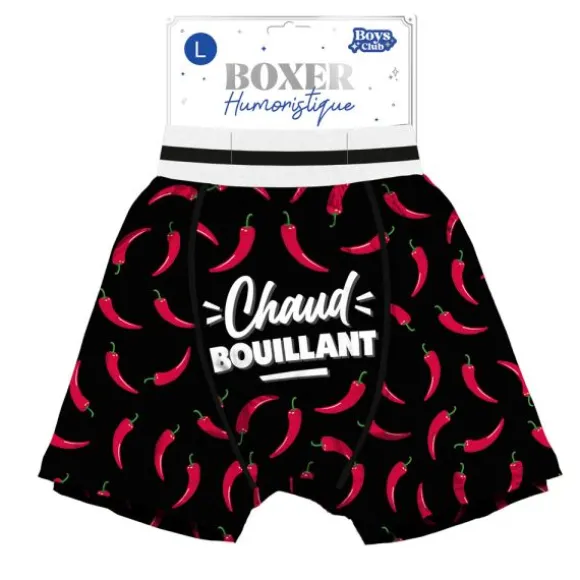 Boxer humoristique "Chaud bouillant" - Collection Boys Club - Taille au choix