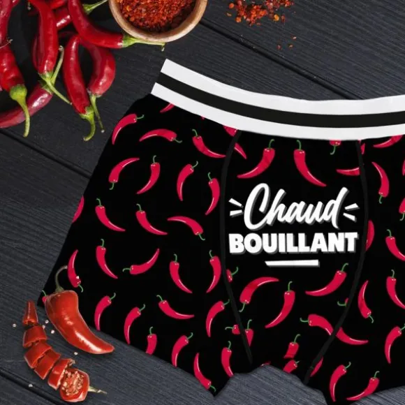 Boxer humoristique "Chaud bouillant" - Collection Boys Club - Taille au choix