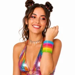 15 bracelets joncs fluos