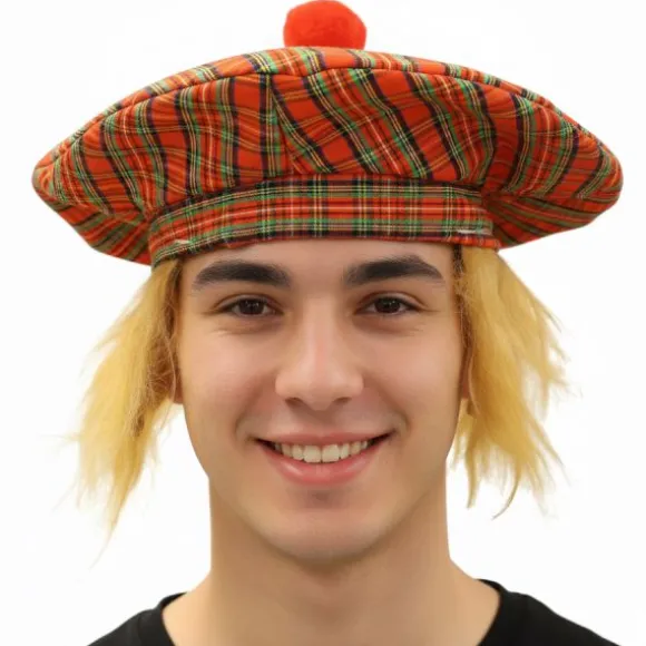 Béret Écossais avec pompon et cheveux