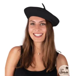 Béret noir en tissu