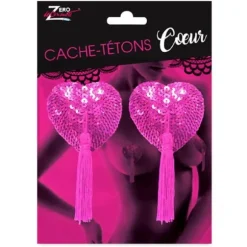 Cache-Tétons Cœur Pompons - Fuchsia