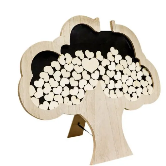 Cadre Arbre Dédicace en bois avec 72 cœurs - 60 cm
