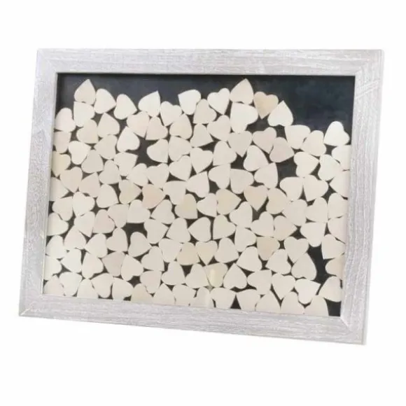 Cadre rustique avec 130 coeurs en bois