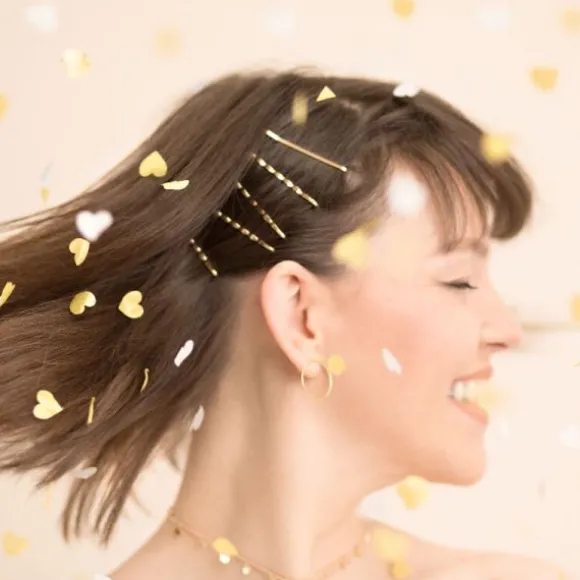 Canon à confettis avec cœurs blancs et dorés - 35 cm