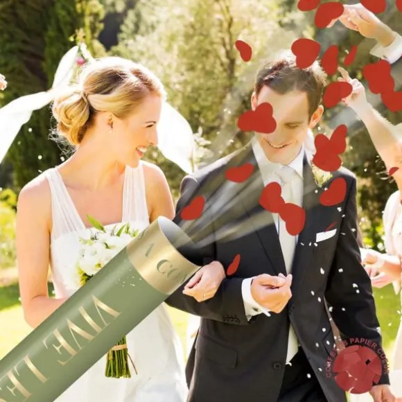 Canon à confettis en forme de cœurs rouges - Collection Vive les Mariés