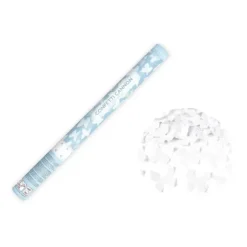 Canon à confettis en forme de papillons blancs - 60 cm