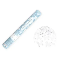 Canon à confettis en forme de papillons blancs - 40 cm
