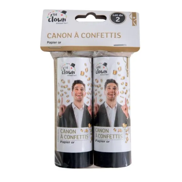 2 canons à confettis - 11 cm - Couleur au choix