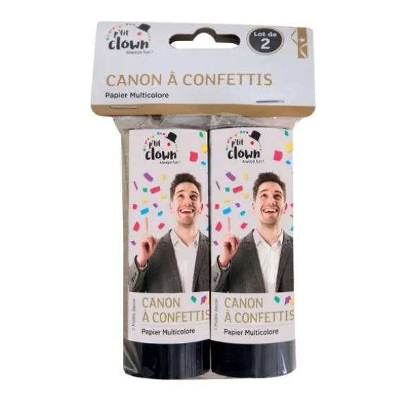 2 canons à confettis - 11 cm - Couleur au choix