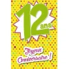 Carte d'Anniversaire Découp'âge avec enveloppe - 12 ans
