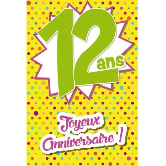 Carte d'Anniversaire Découp'âge avec enveloppe - 12 ans