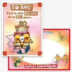 Carte d'Anniversaire Géante avec Enveloppe - 20 ans