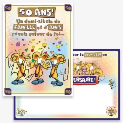Carte d'Anniversaire Géante avec Enveloppe - 50 ans