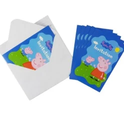 6 Cartes d'Invitation avec Enveloppes Peppa Pig