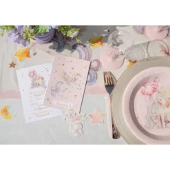 6 cartes d'invitation en carton - 10 x 15 cm - Collection Licorne Magique