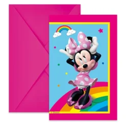 6 cartes d'invitation en carton avec enveloppes - 18 x 11 cm - Minnie Mouse™