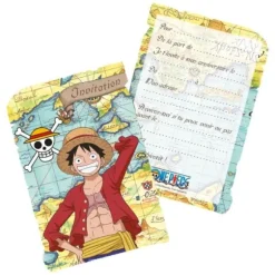 8 cartes d’invitation en carton avec enveloppes - 14,5 x 10 cm - One Piece ®