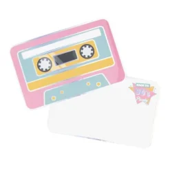 8 cartes en forme de cassette - 14,8 x 9,5 cm - Collection 90's Party