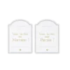 2 cartes "Parrain / Marraine" - 13 x 18 cm - Collection Baptême Blanc et Or - Couleur au choix