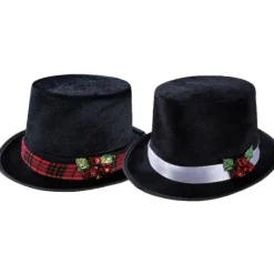 Chapeau de bonhomme de neige noir - Couleur du ruban aléatoire