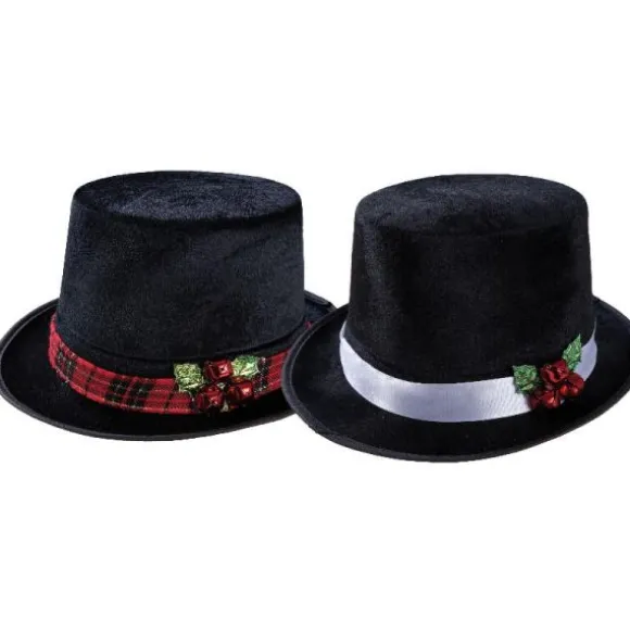 Chapeau de bonhomme de neige noir - Couleur du ruban aléatoire