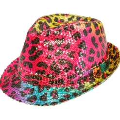 Chapeau de Léopard arc-en-ciel à sequins