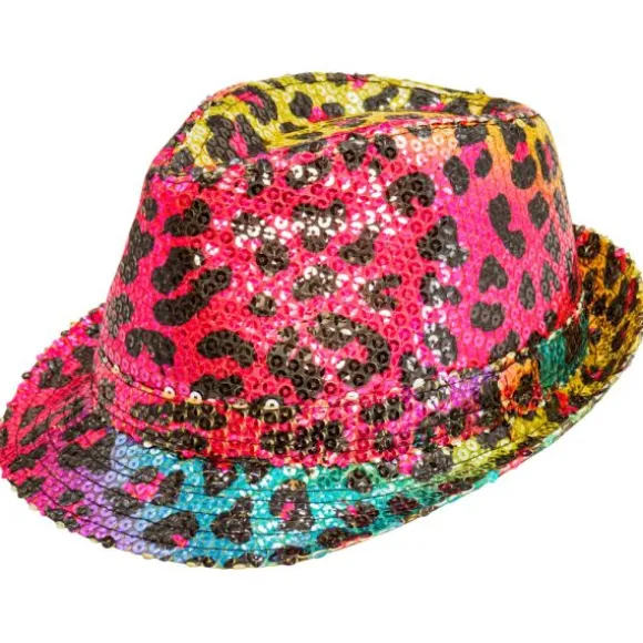 Chapeau de Léopard arc-en-ciel à sequins