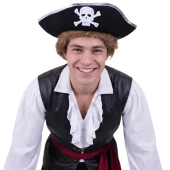 Chapeau de Pirate avec liseré blanc pour adulte