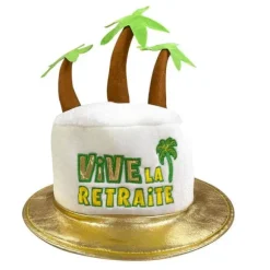 Chapeau doré en forme d'îlot à cocotiers pour retraite - Vive la retraite