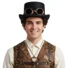 Chapeau haut-de-forme Steampunk avec lunettes pour adulte
