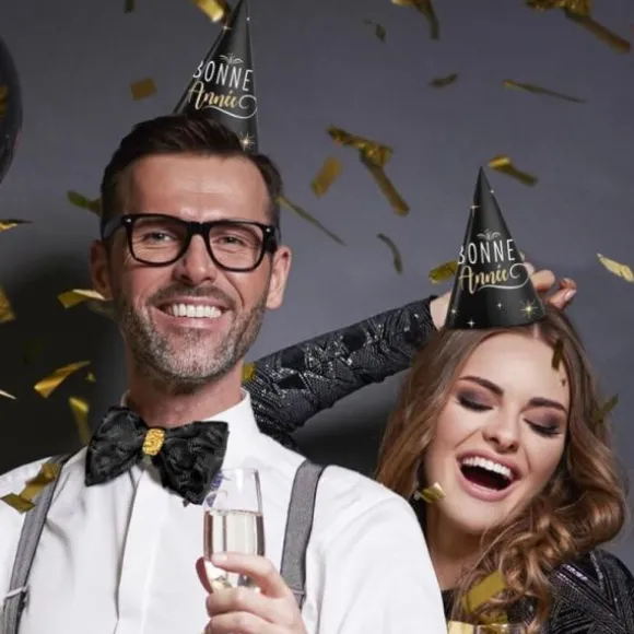 6 Chapeaux pointus en carton - Bonne Année