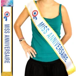 Écharpe de Miss "Miss Anniversaire" Bleue