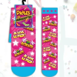 Chaussettes "La Retraite Je Lève Le Pied !" - Rose
