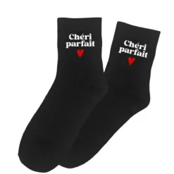 Chaussettes noires pour homme - Saint-Valentin - Collection Chéri Chérie