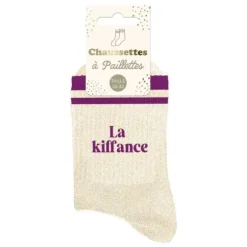 Chaussettes à paillettes avec bandes pour femme - Modèle au choix