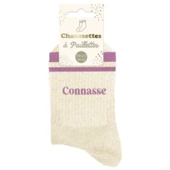 Chaussettes à paillettes avec bandes pour femme - Modèle au choix