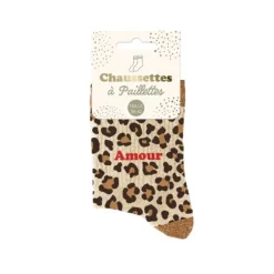 Chaussettes à paillettes à motifs félins pour femme - Modèle au choix