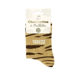 Chaussettes à paillettes à motifs félins pour femme - Modèle au choix
